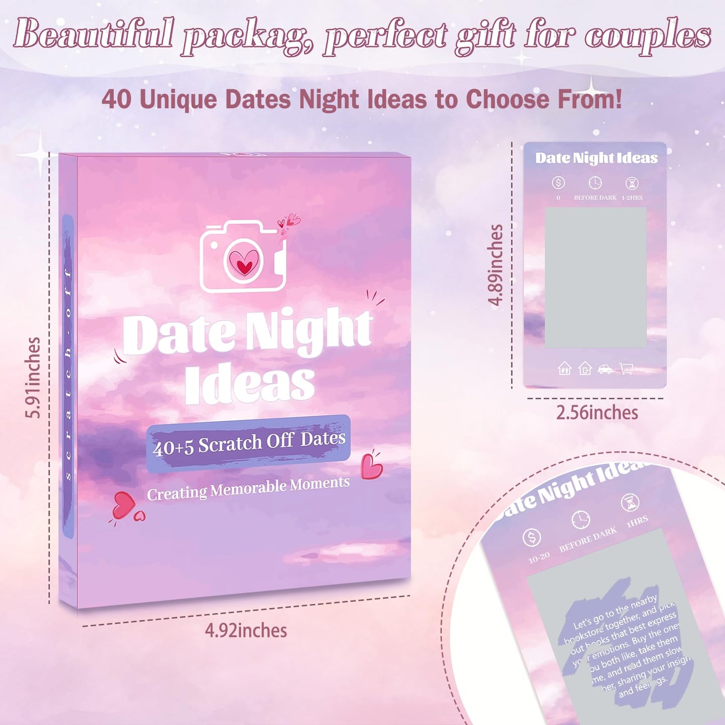 45 Date Night Ideas Card for Couple-Fun Scratch Off Cards Game Perfect Wedding & Anniversary Couples Gifts for Wife Husband - Unique Date Ideas Deck for Him and Her