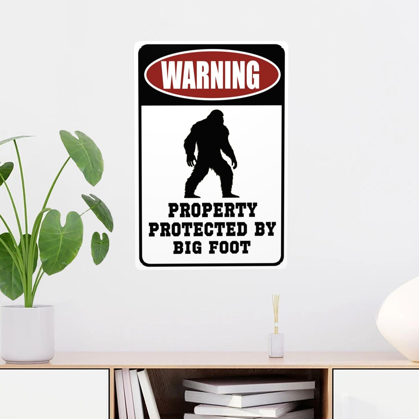 Warning Property Protected by Big Foot Tin Signs – Funny Metal Decor Gift Sign 12x8 Inches For Home Yard Street Outdoor Cute Bigfoot Gifts Garage Man Cave