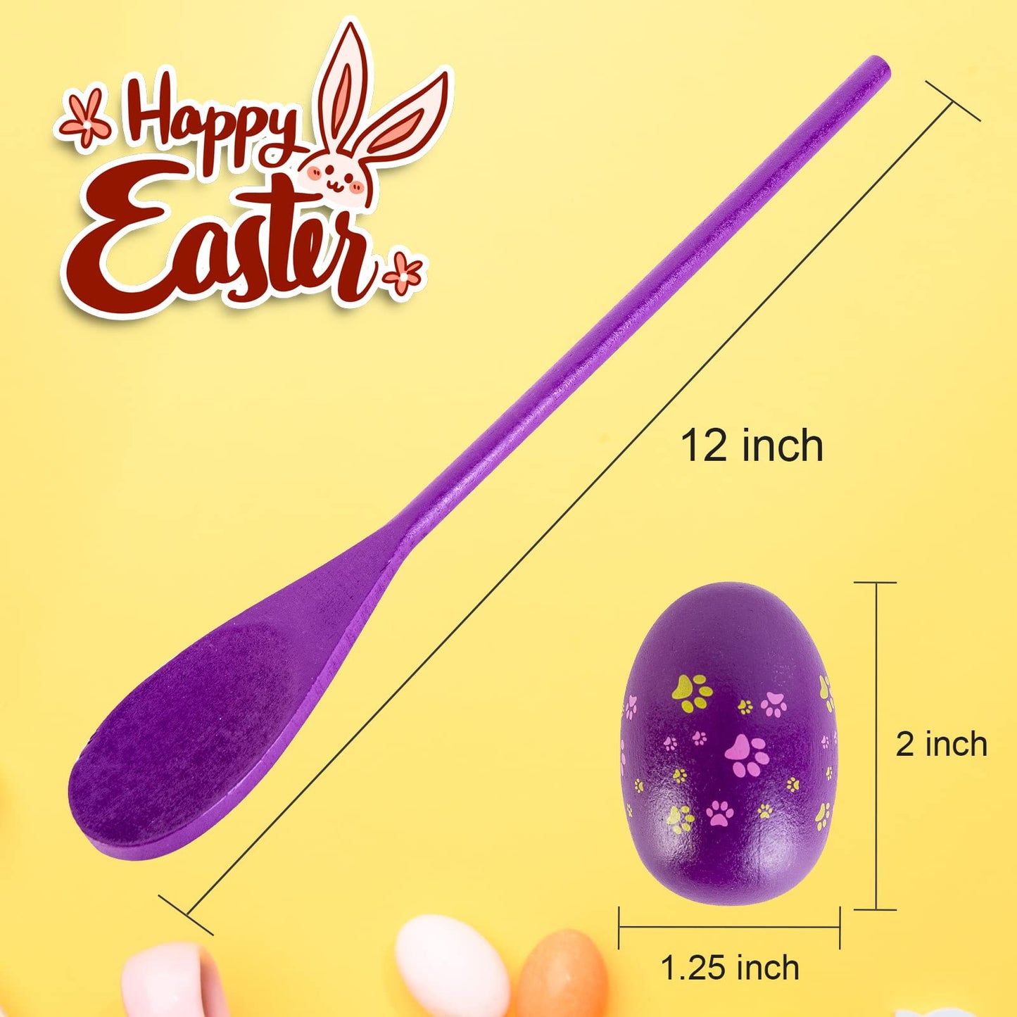 6 Players Easter Egg and Spoon Race Game Set for Kids and Family Activity Lawn Games Easter Party Favor Supplies Outdoor Fun Classroom Activities/ Games