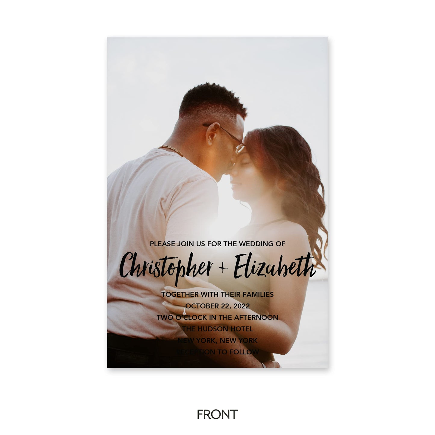 WEDDINGSTAR Custom Printed Photo Wedding Invitations - Handwritten Elegance - Vertical (Pack of 1)