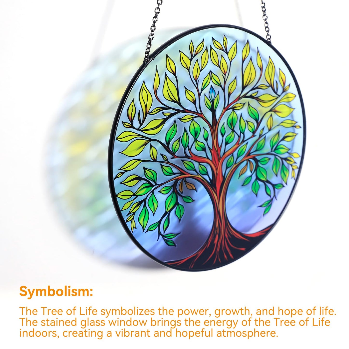 8" Tree of Life Suncatchers for Windows, Tree of Life Stained Glass Window Hanging,Sun Catcher for Windows, Tree of Lifes Decor with Hook,Suncatchers Trees Window Hangings Gifts for Mom