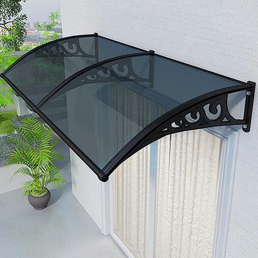 Window Awning Door Canopy with Plastic Steel Bracket, Outdoor Patio Awning Canopy, Awnings for Doors - SmokeGray - 60x60cm/24x24in