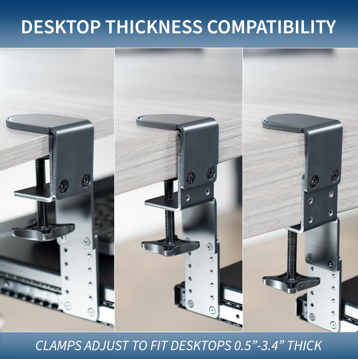 VIVO Large Height Adjustable Under Desk Keyboard Tray, C-clamp Mount System, 27(33 Including Clamps) x 11 inch Slide-Out Platform Computer Drawer for Typing, Black, MOUNT-KB05HB