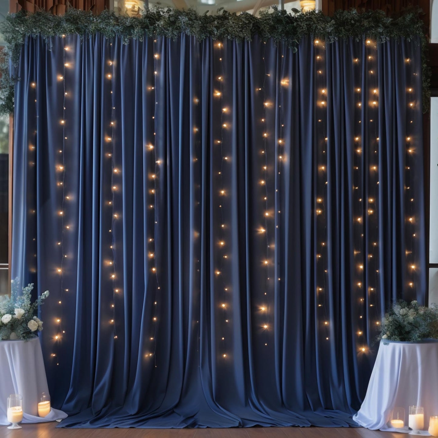 10x10 Navy Blue Backdrop Curtain for Parties Wrinkle Free Photo Curtains Backdrop Drapes Fabric Decoration for Wedding Birthday Party Baby Shower 5ft x 10ft,2 Panels