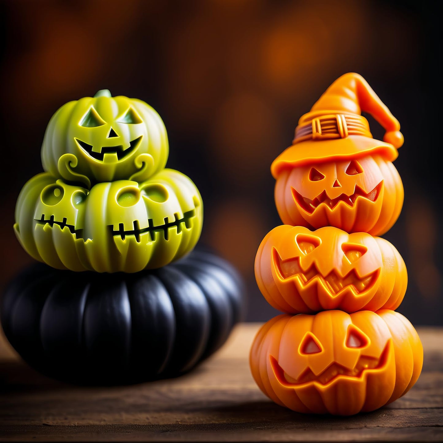 2Pcs Pumpkin Silicone Mold 3D Pumpkin Cake Molds Halloween Theme Molds Pumpkins Baking Cupcake Pan Hot Chocolate Bomb Mold for Halloween Thanksgiving Fall Baking Muffin Wax Melts Soap Candle Making
