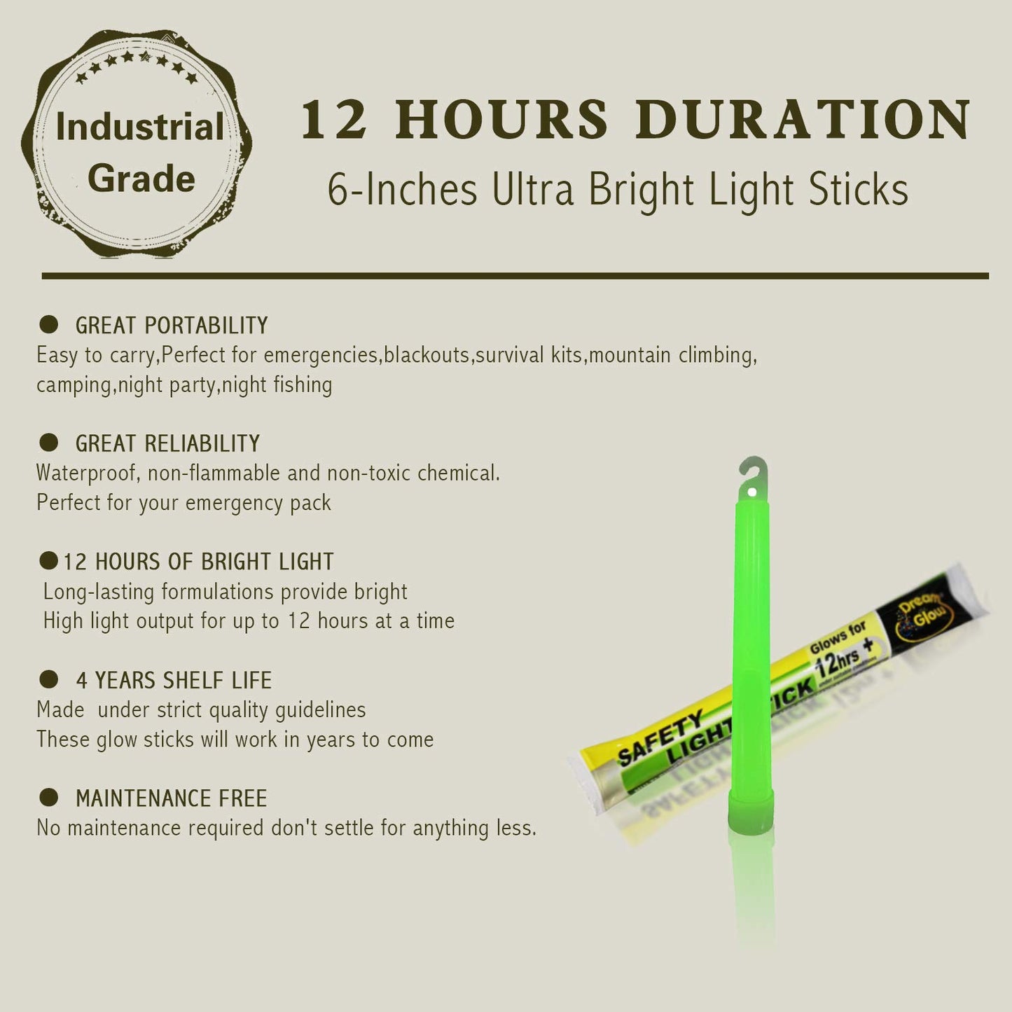 20 Industrial Grade Glow Sticks/Ultra Bright Light Sticks - Emergency Light Sticks for Camping Accessories, Hurricane Supplies,Earthquake, Survival Kit and More - Lasts Over 12 Hours (Multi Color)