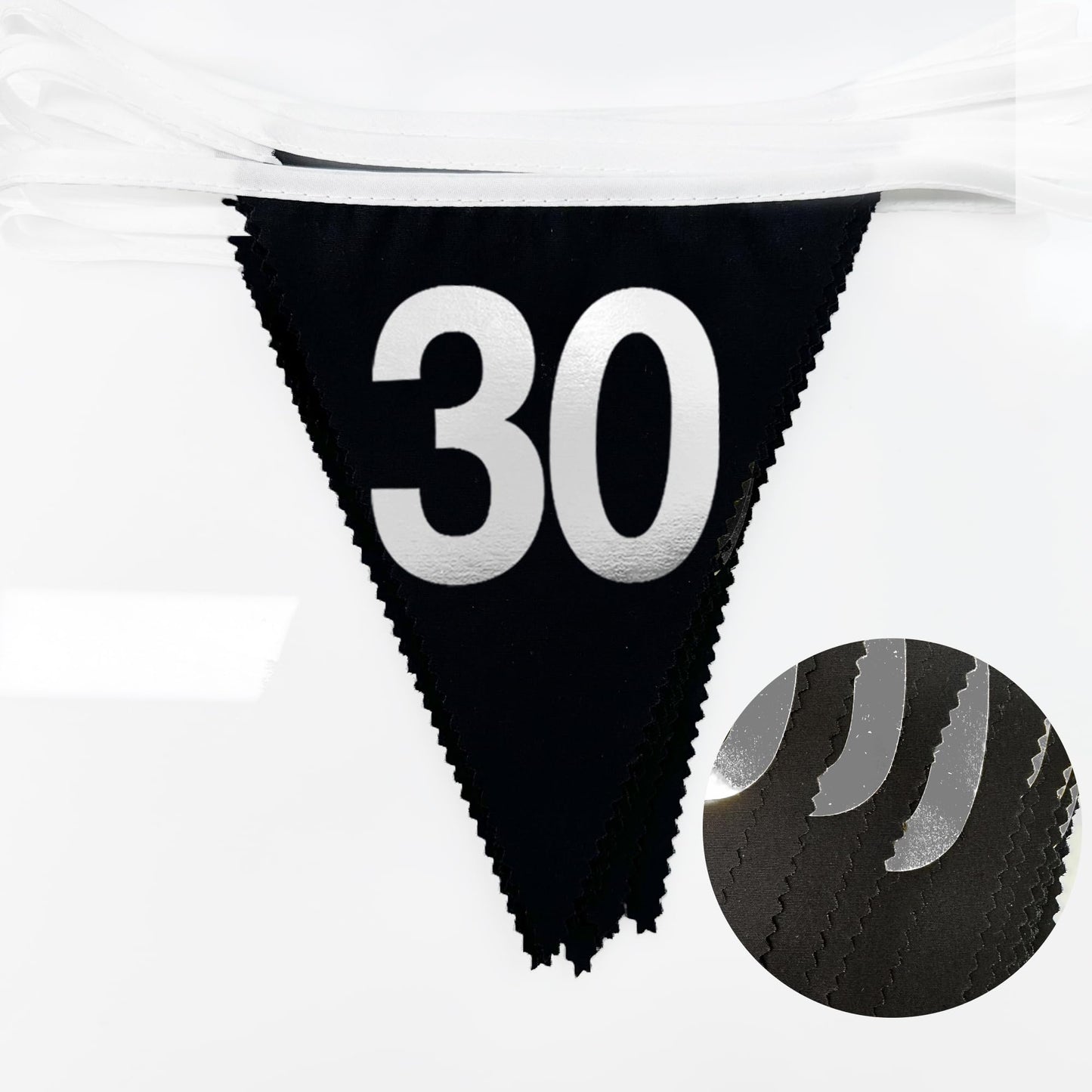 26FT Black Silver 30th Birthday Party Decorations Fabric Pennant Banner Garland Streamers for Women Mens Dirty Thirty 30 and Fabulous Birthday Cheers to 30 Years Anniversary Talk Thirty To Me Decor