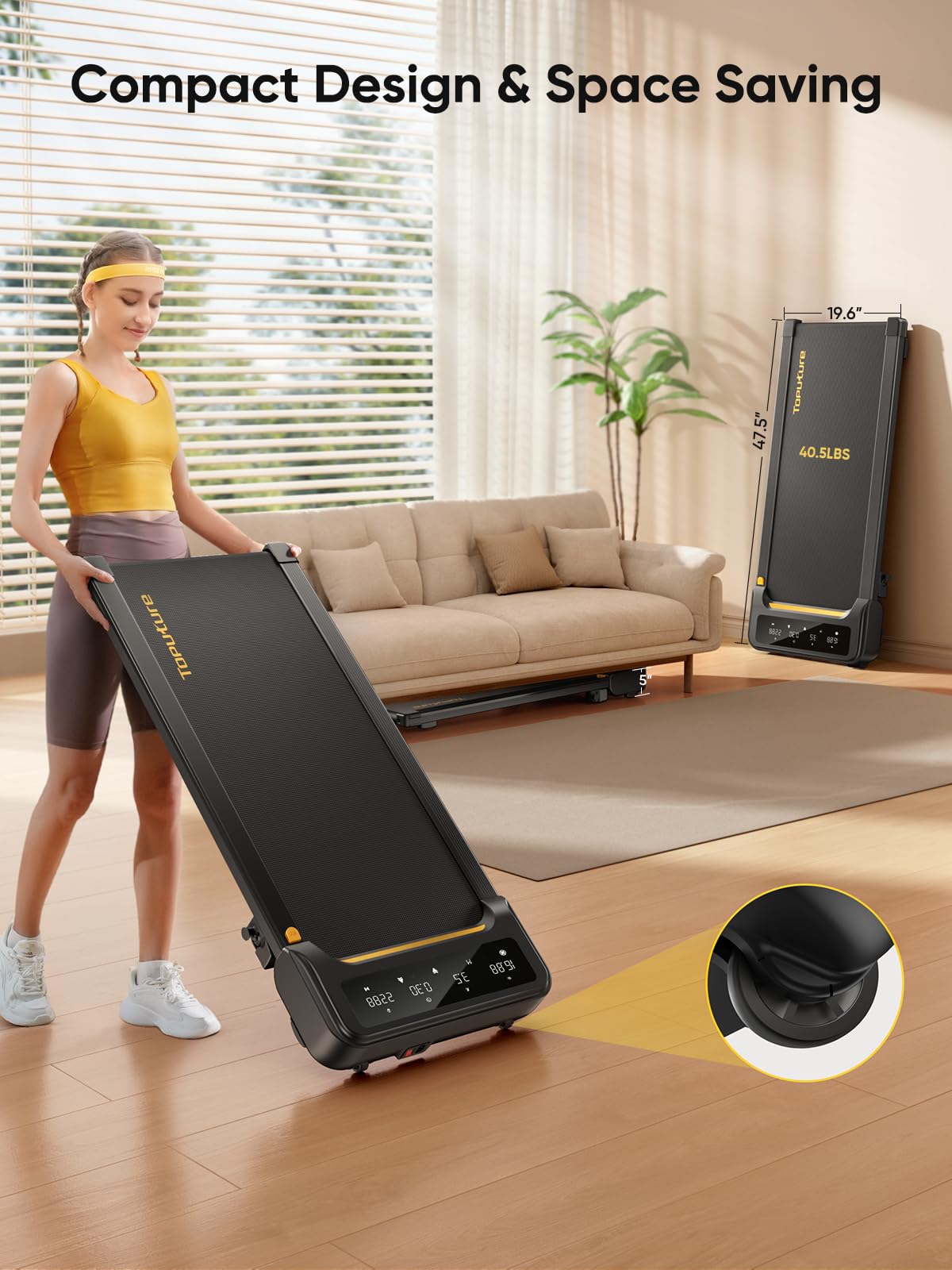 Walking Pad with Incline, Under Desk Treadmill, Portable Treadmills for Home/Office, 2.5HP Walking Jogging Running Machine 300 lbs Capacity with LED Display, Remote Control/App Control