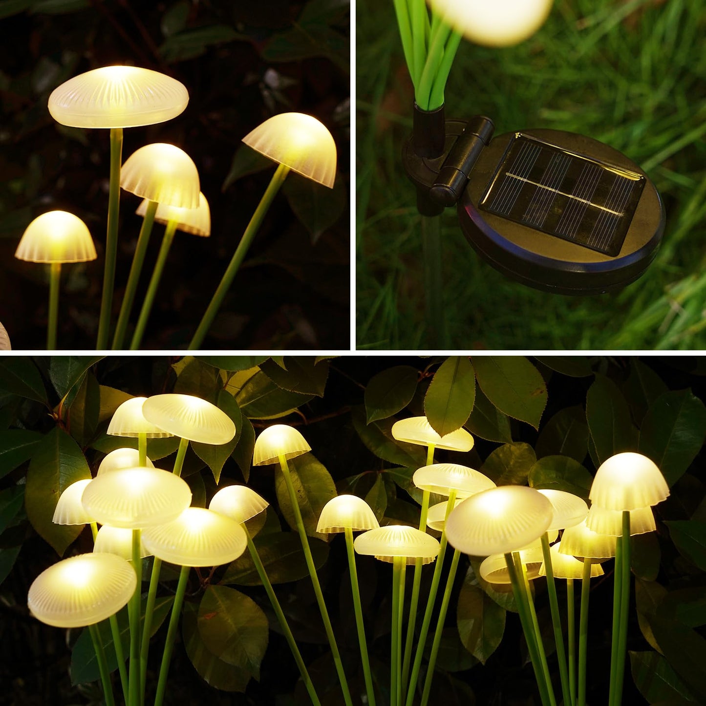 4PK 32LED Solar Garden Lights Outdoor, Mushroom Solar Lights Outdoor, IP65 Waterproof Firefly Light Outside Decor for Patio Pathway, Sway by Wind for Pathway Garden Mushroom Decorations, Warm White