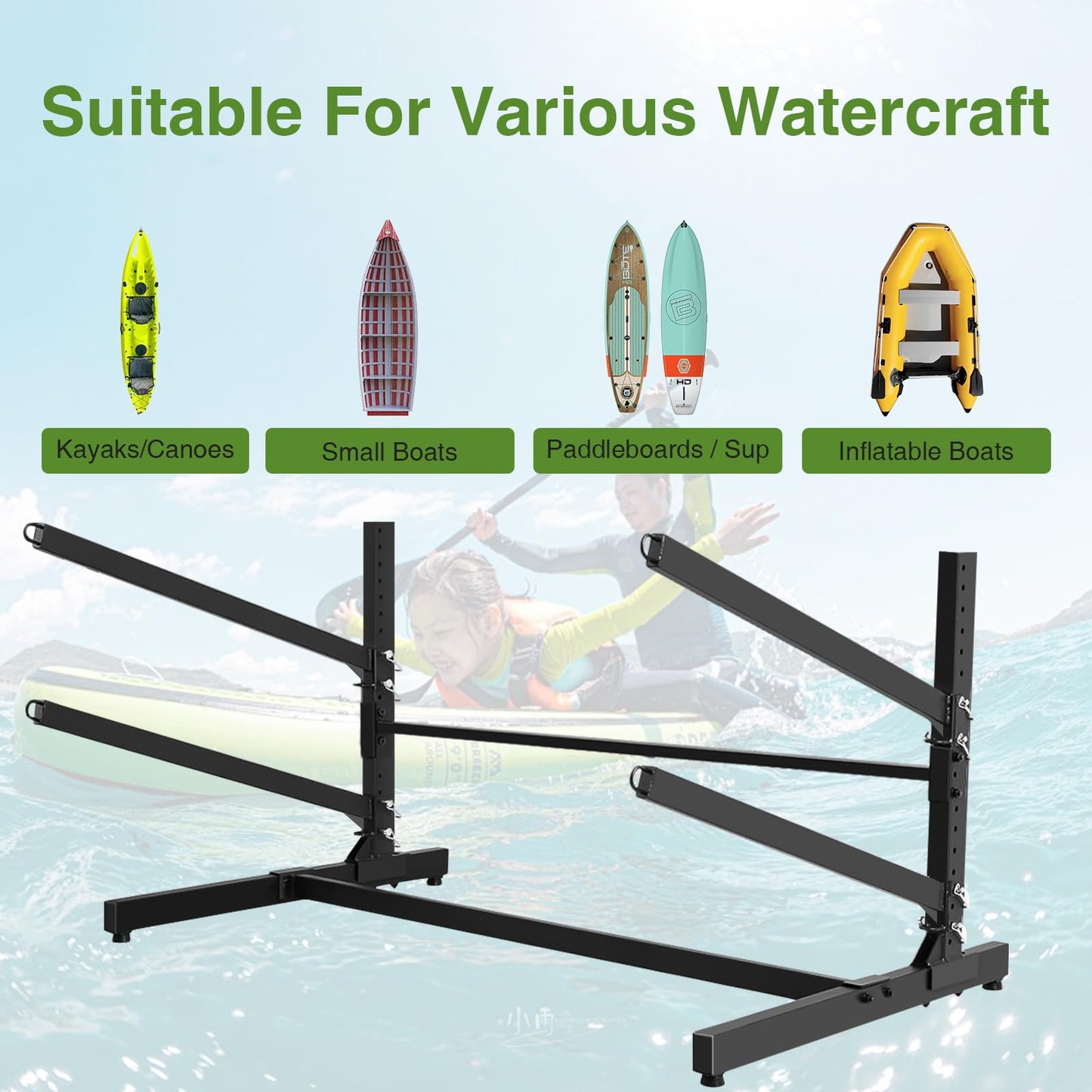 NouraVita Kayak Storage Rack Heavy Duty Kayak Racks for Garage and Outdoor Storage Freestanding Storage Rack for Kayaks Canoes Surfboard & Paddleboard (2 Levels)
