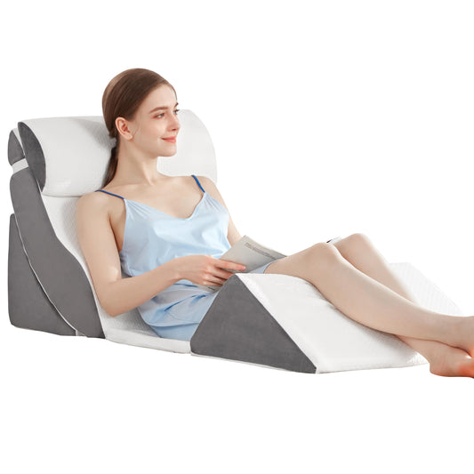 A2ZCOMFY 5PCS Orthopedic Bed Wedge Pillow Set for After Surgery, Memory Foam for Sleeping, Rotator Cuff Post Surgery, Sit Up Pillow for Shoulder and Back Support