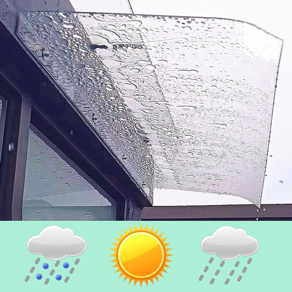 Width 16" 31" 39" 47" 94" Window Awning Clear Polycarbonate Cover Exterior Door Canopy for Porch Patio Roof Rain Shelter 14" Depth