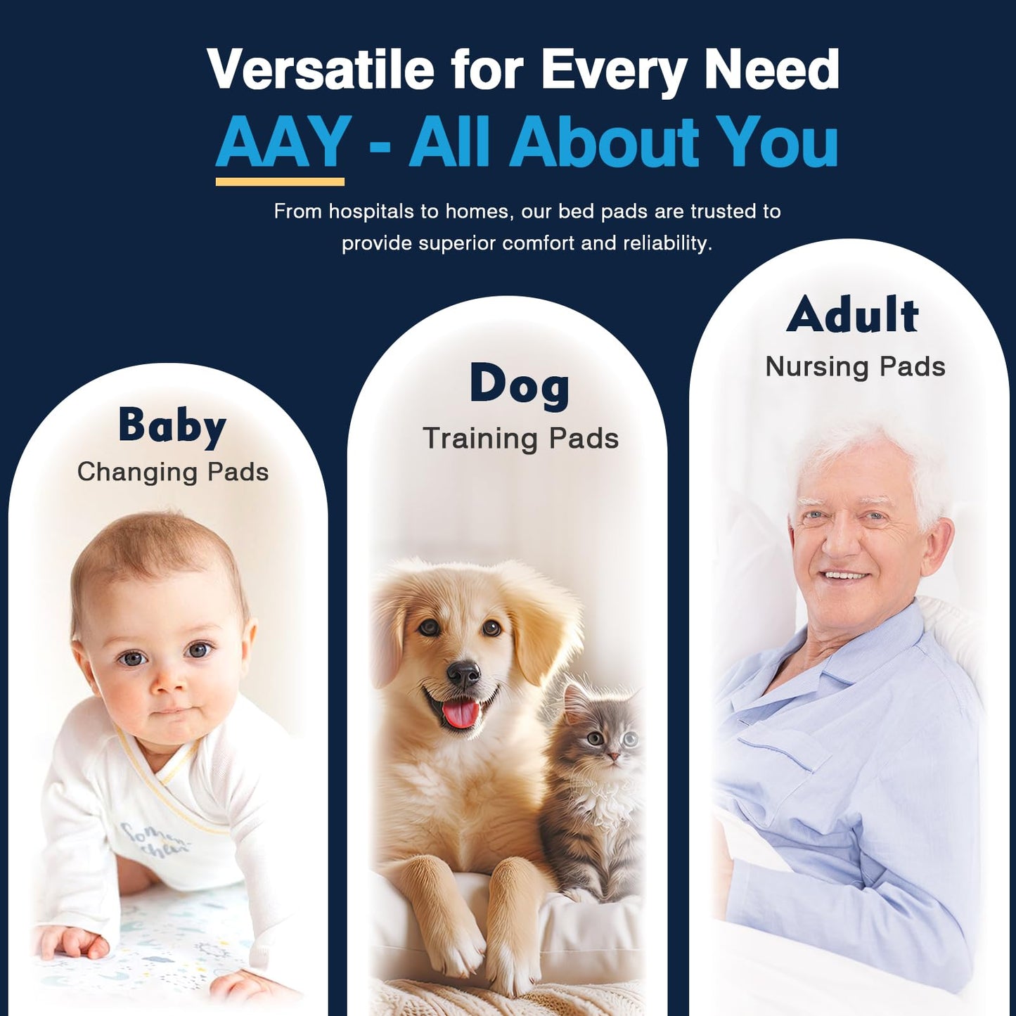 AAY Disposable Bed Pads 30"X36" (50pcs) Tear-Resistant Cloth Backing Underpads Super Absorbent Pee Pads Extra Large Premium Chucks for Adults Incontinence Pads Waterproof for Elderly, Kids or Puppy