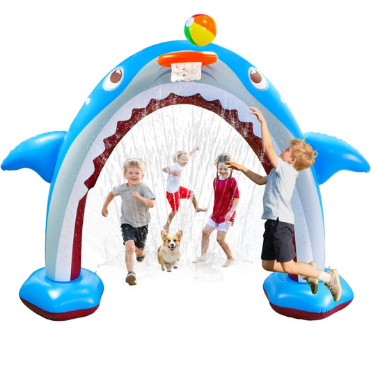 11Ft Inflatable Shark Sprinkler, Large Shark Arch Sprinkler Toys for Summer Outdoor Backyard Yard Lawn, Perfect Inflatable Shark Sprinkler Water Park Toy Games for Boys Girls