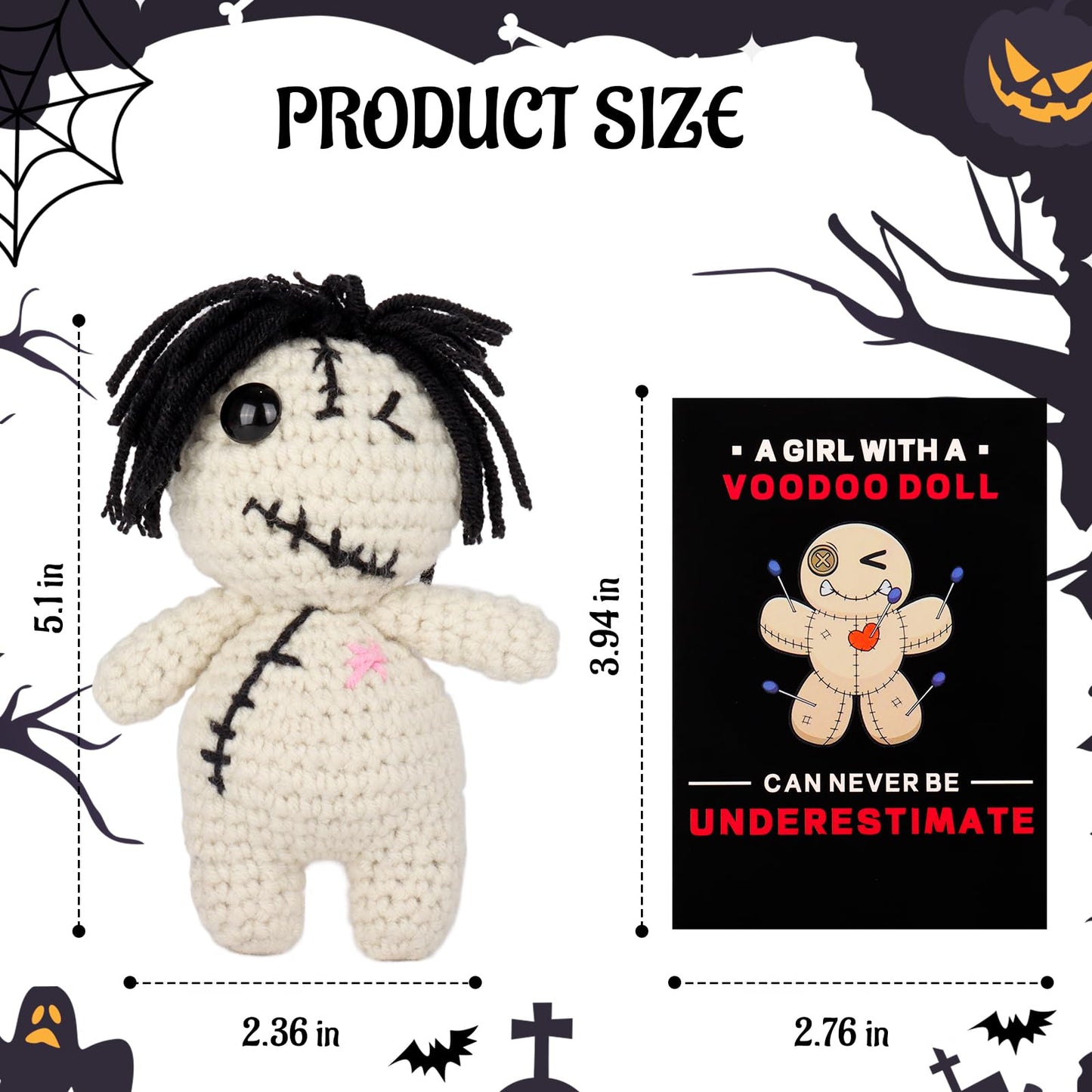 A AIFAMY Positive Voodoo Doll Funny Handmade Crochet Stuffed Plush with Positivity Affirmation Card for Halloween Decor Lucky Gag Gift (Classic)