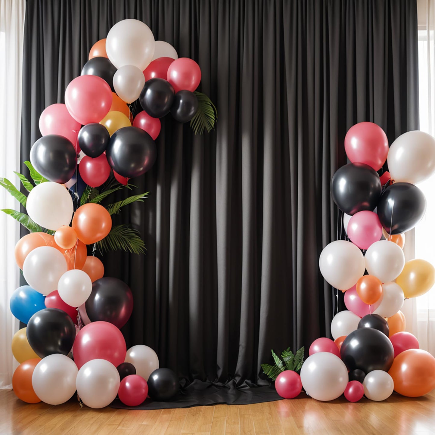 10x10FT Black Backdrop Curtains for Party, 2 Panels 5x10FT Thick Polyester Backdrop Drapes, Wrinkle Resistant Photography Background Drapes for Wedding Birthday Home Decoration