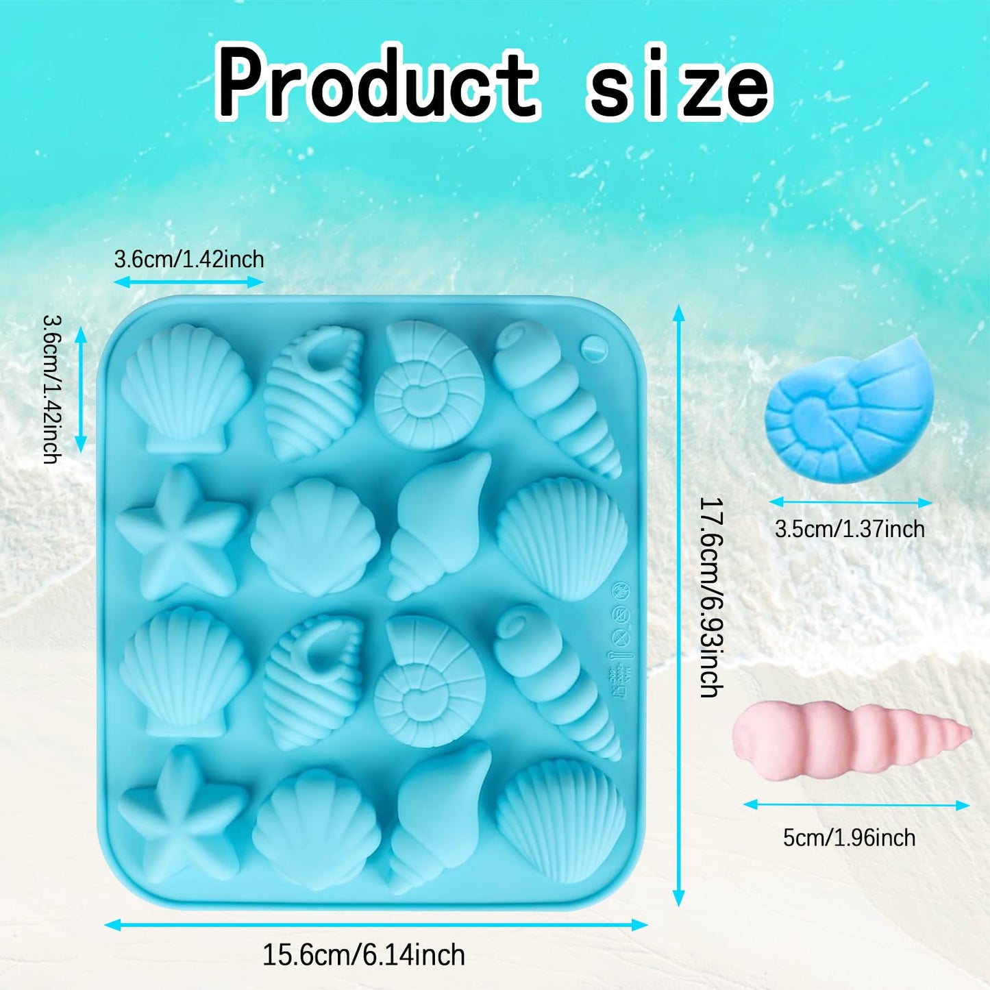 3Pcs Seashell Chocolate Silicone Molds, Ocean Themed Cake Baking Molds for Chocolate Candy Fondant Cupcake Cookie Dessert DIY Cake Decoration Suppies