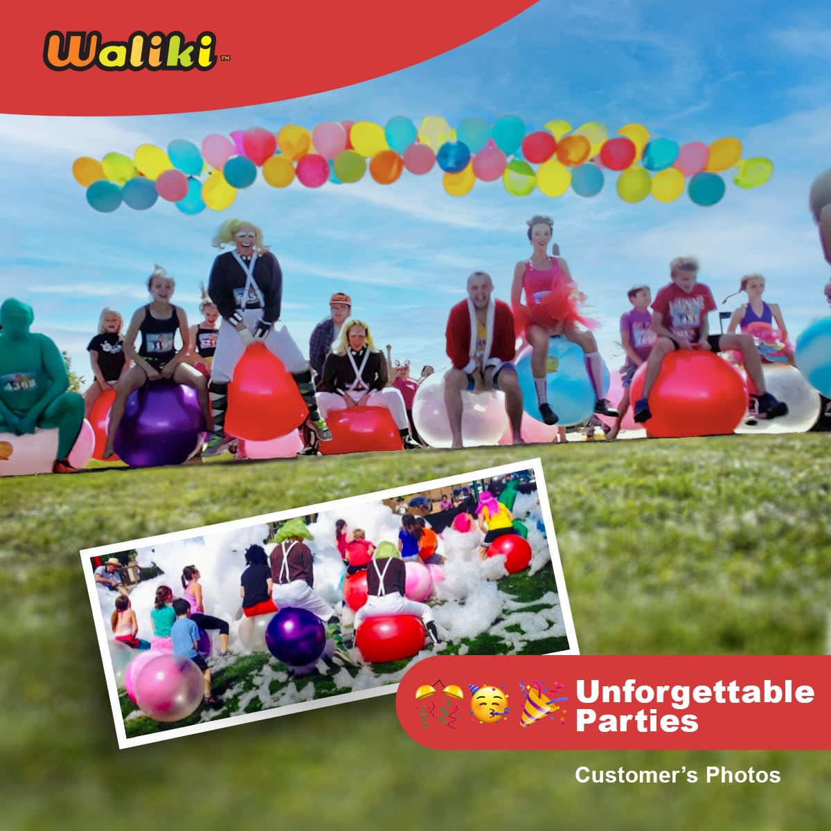 WALIKI Hopper Ball for Adults | 29" Jumping Ball | Hippity Hop | Fun Outdoor Game for Parties & Family Activities