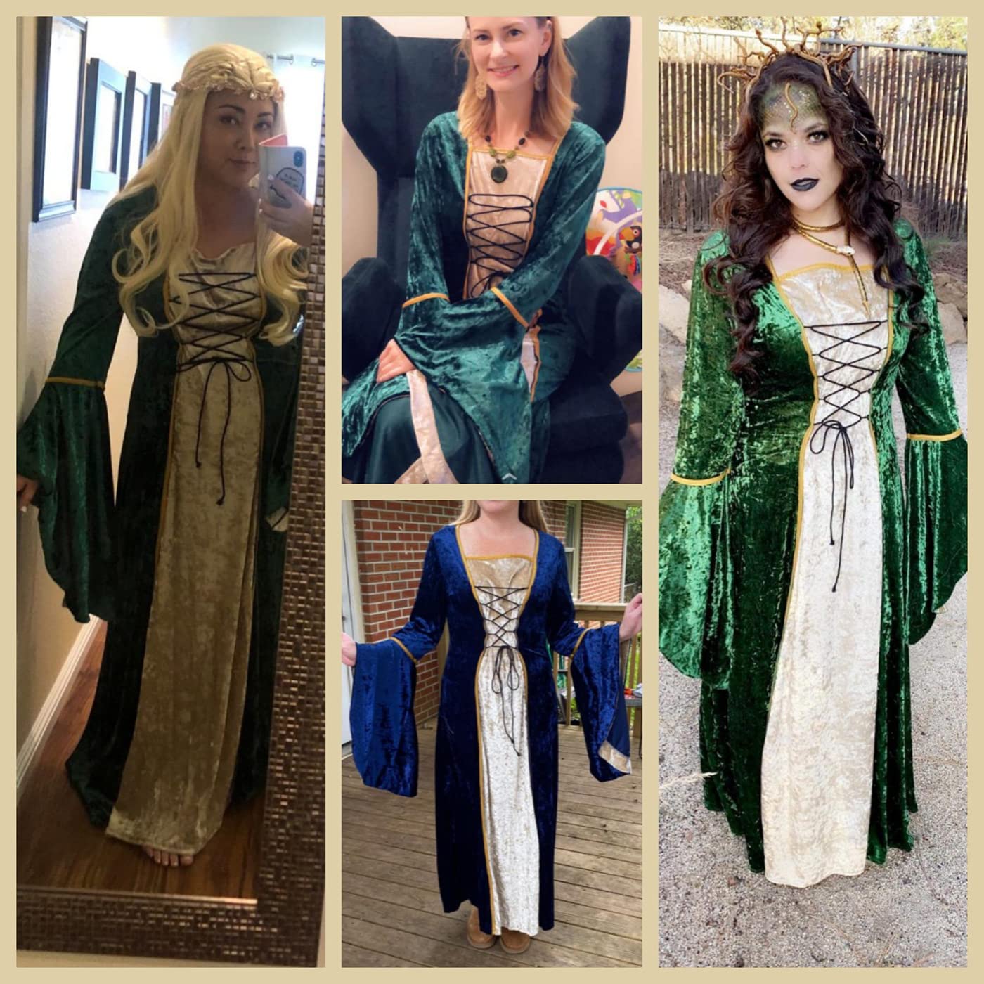 YEAXLUD Womens Renaissance Medieval Costume Dress Lace up Irish Over Long Dresses Cosplay Retro Gown S-5XL (S, Black)
