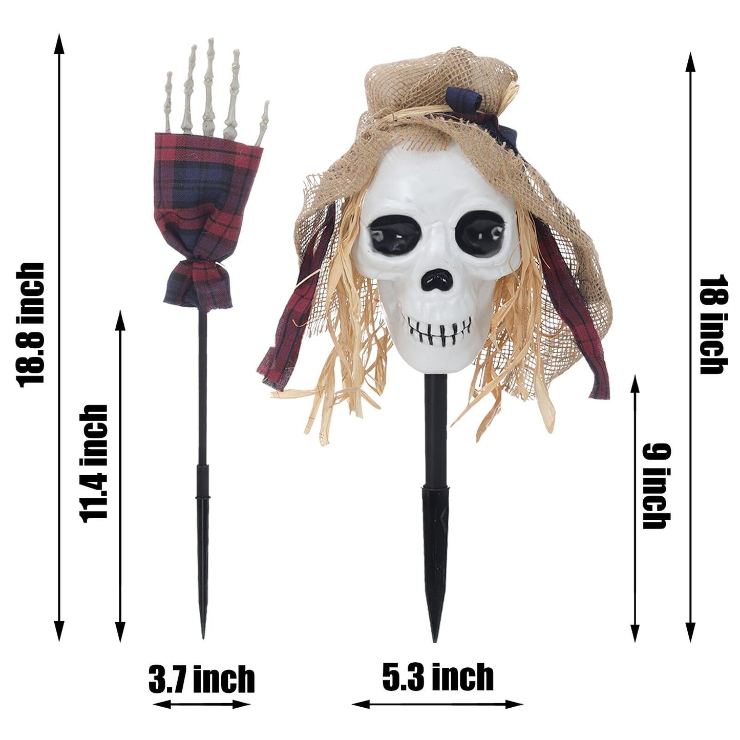 3 Pcs Halloween Pathway Lights Outdoor, 30 LEDs Skull and Arms Stake Lights for Outdoor, Yard, Lawn, Garden, Patio Decorations