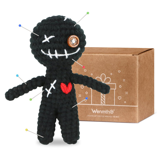 WenmthG Funny Positive Voodoo Doll, Emotional Support Gift, Cute Wool Crochet Doll with Needles, Stuffing Decoration Inspirational Positive Ornaments Gifts for Friend Coworkers