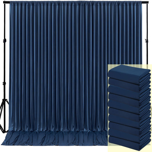 50ftx10ft Wrinkle Free Navy Blue Backdrop Curtains for Parties, 10 Panels 5x10ft Silky Polyester Blue Photo Backdrop Drapes for Weddings Birthday Party Graduation Photography Background Curtains