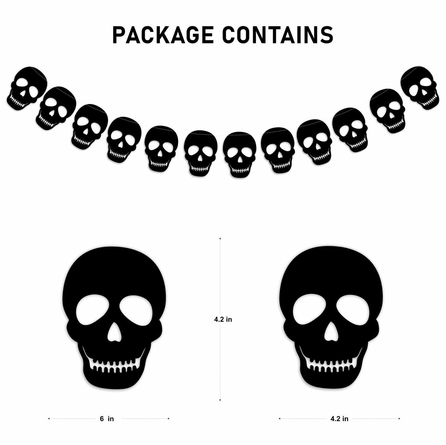 36 PCS Black Skull Garland - Birthday Decorations - Party Decorations - Party Décor - Creative Decorations.