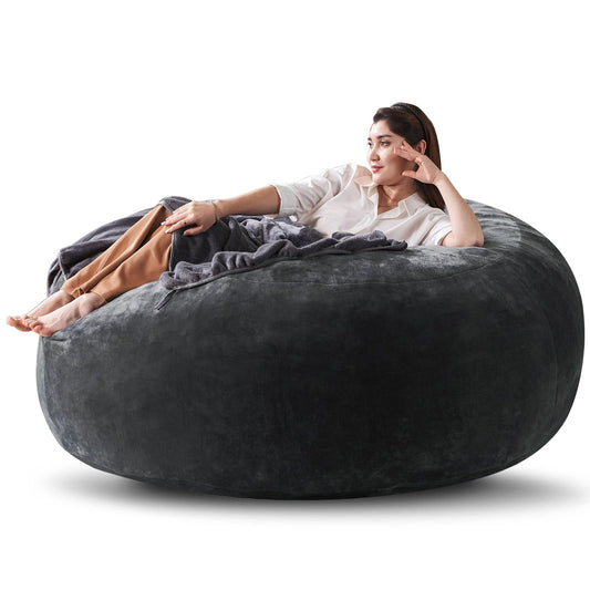 6FT Big Bean Bag Chairs for Adults Foam Chairs for Adults Bean Bag with Filler Included Soft and Comfortable Ultra Soybean Bags, Living Room Furniture, Bedroom Gaming and Gaming Chairs (Dark Gray)
