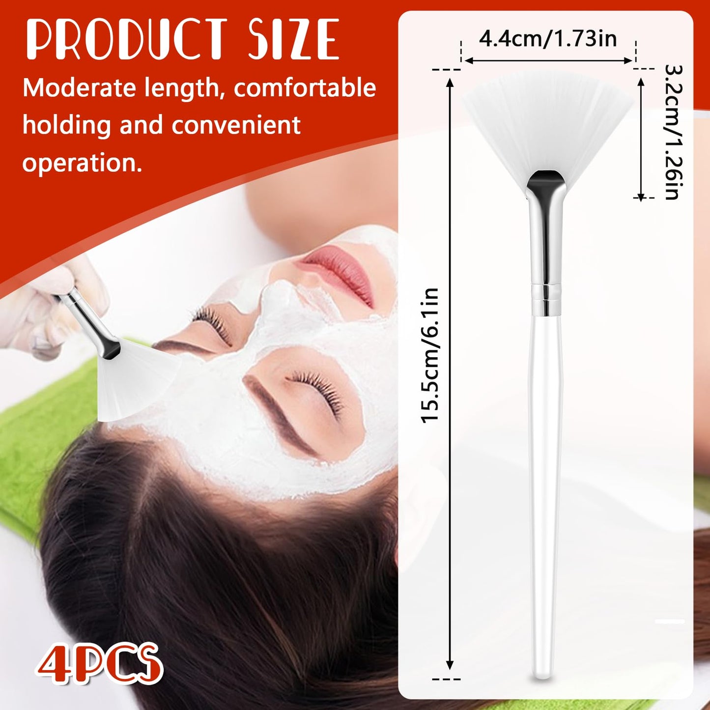 4PCS Fan Mask Brushes Masks Applicator Tool Soft Makeup Acid Masks Applicator Brush Esthetician Cosmetic Brush Fan Brush for Esthetician, Face Brushes for Mask