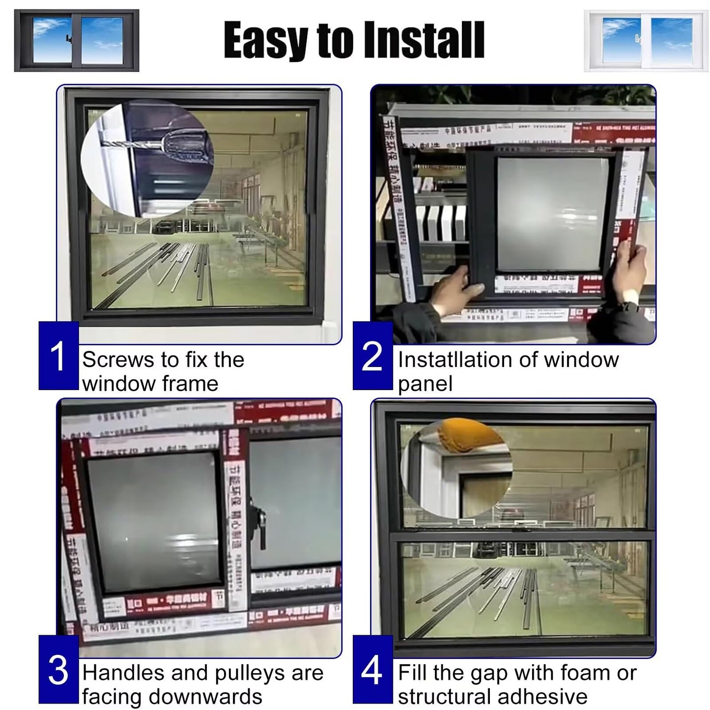 White，20x12in Shed Window Basement Replacement Windows, 51x30cm，Aluminum Sliding Window with Screen and Tempered Glass, Ventilation Windows