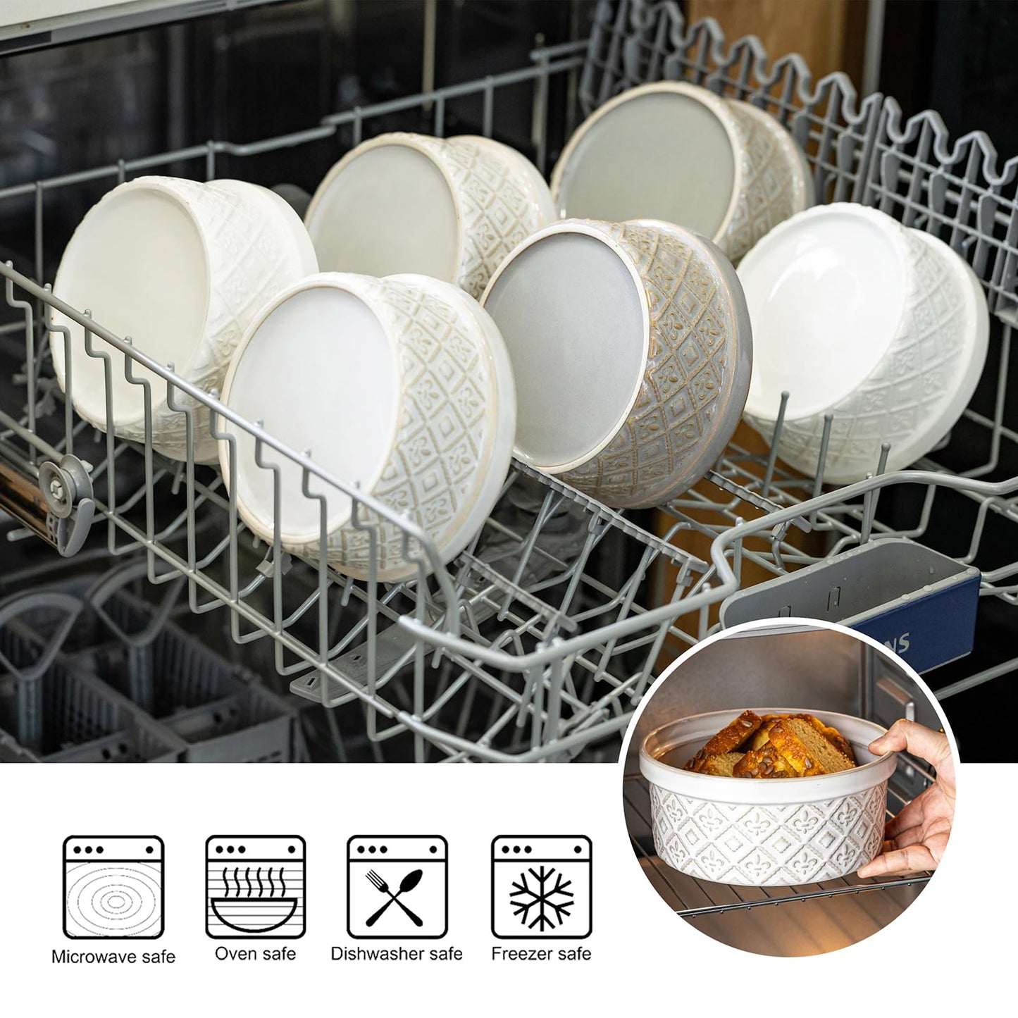 40 Oz Ceramic Airtight Bowls Set of 4 - Large Cereal Bowls with Lids for Salad, Pho, Soup, Pasta, Dessert, Serving, Oatmeal, Nut, Baking Dishes, Dishwasher & Microwave Safe, Beige