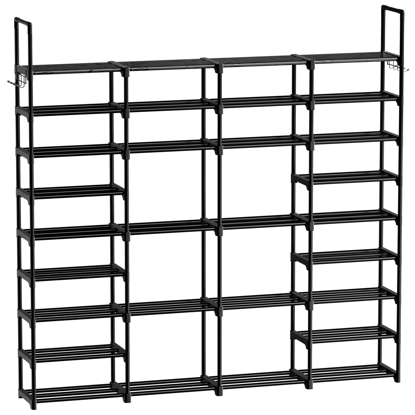 WOWLIVE 4 Row 9 Tiers Extra Large Shoe Rack 72-80 Pairs Big Tall Metal Shoe Shelf, Heavy Duty Organizer for Closet Entryway, Boot Rack Storage Stackable Stand for Garage Black