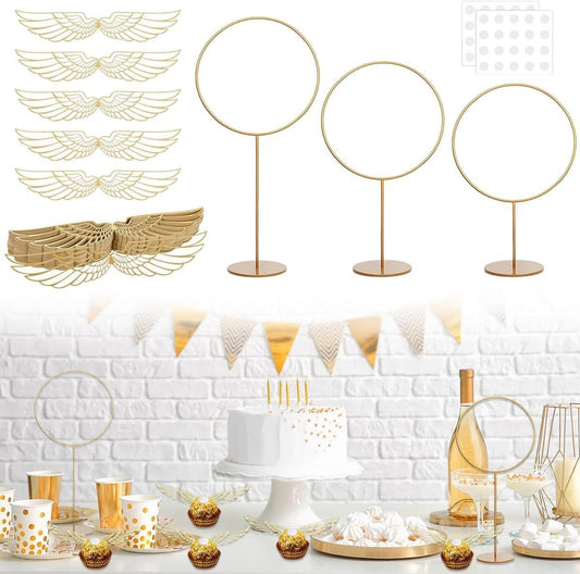 103 Pcs Wizard Party Chocolate Decoration, with 3 PCS Gold Goal Posts, 50Pcs Golden Wings Chocolate Wafer Cupcake Toppers with 50Pcs Glue Point for Birthday Wizard Theme Party Supplies