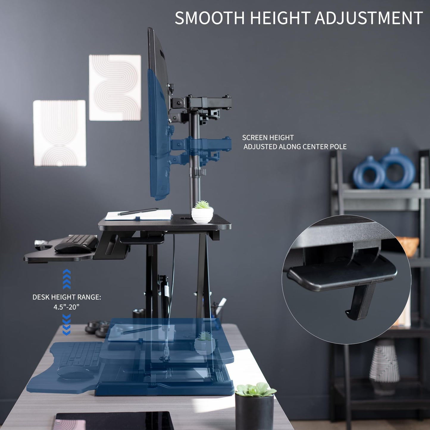 VIVO Height Adjustable 32 inch Standing Desk Converter with Dual 13 to 30 inch Monitor Stand, Sit Stand Monitor Mount and Desk Riser, Black, DESK-V000K-M2