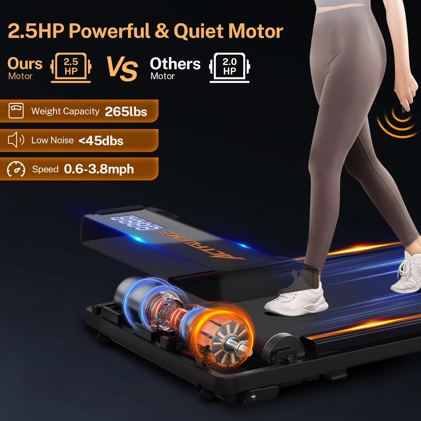 Walking Pad with Incline, Under Desk Portable Foldable Treadmill for Home Office, Walking Pad 4 in 1 for Walking Running, 2.5HP Compact Small Treadmill with Remote Control