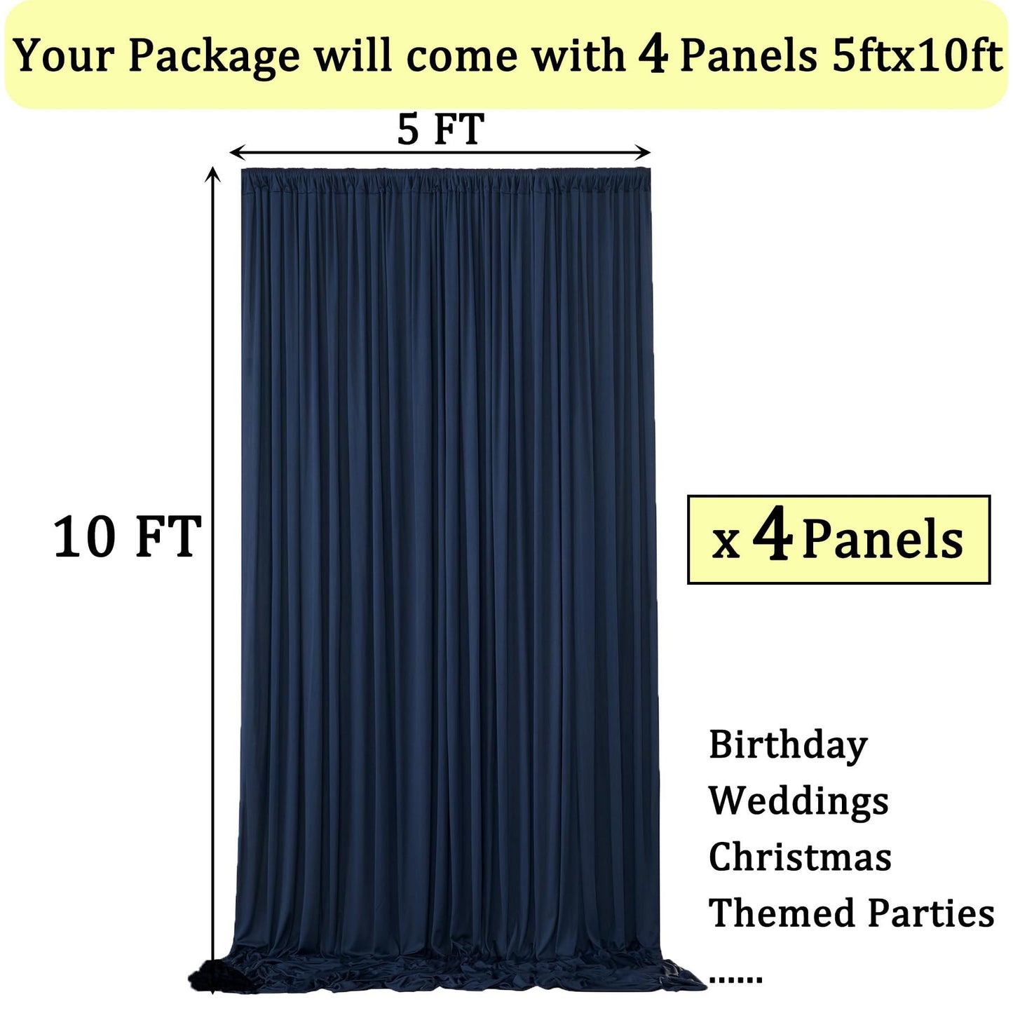 20ftx10ft Wrinkle Free Navy Blue Backdrop Curtains Panels for Parties, Thick Polyester Backdrop Drapes for Birthday Wedding Photography Home Decorations