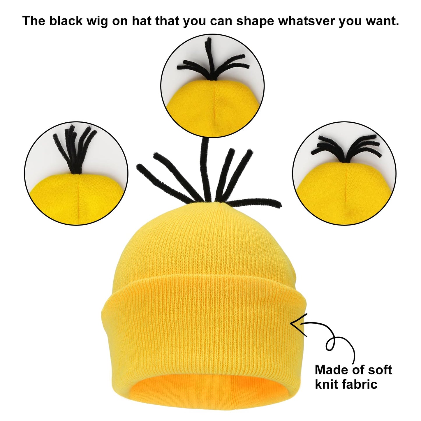 8 Pcs Yellow Halloween Costume Accessories Set,Beanie Hats/Goggles Glasses/Gloves/Suspenders for Unisex Men and Women Adults Cosplay Party Kit