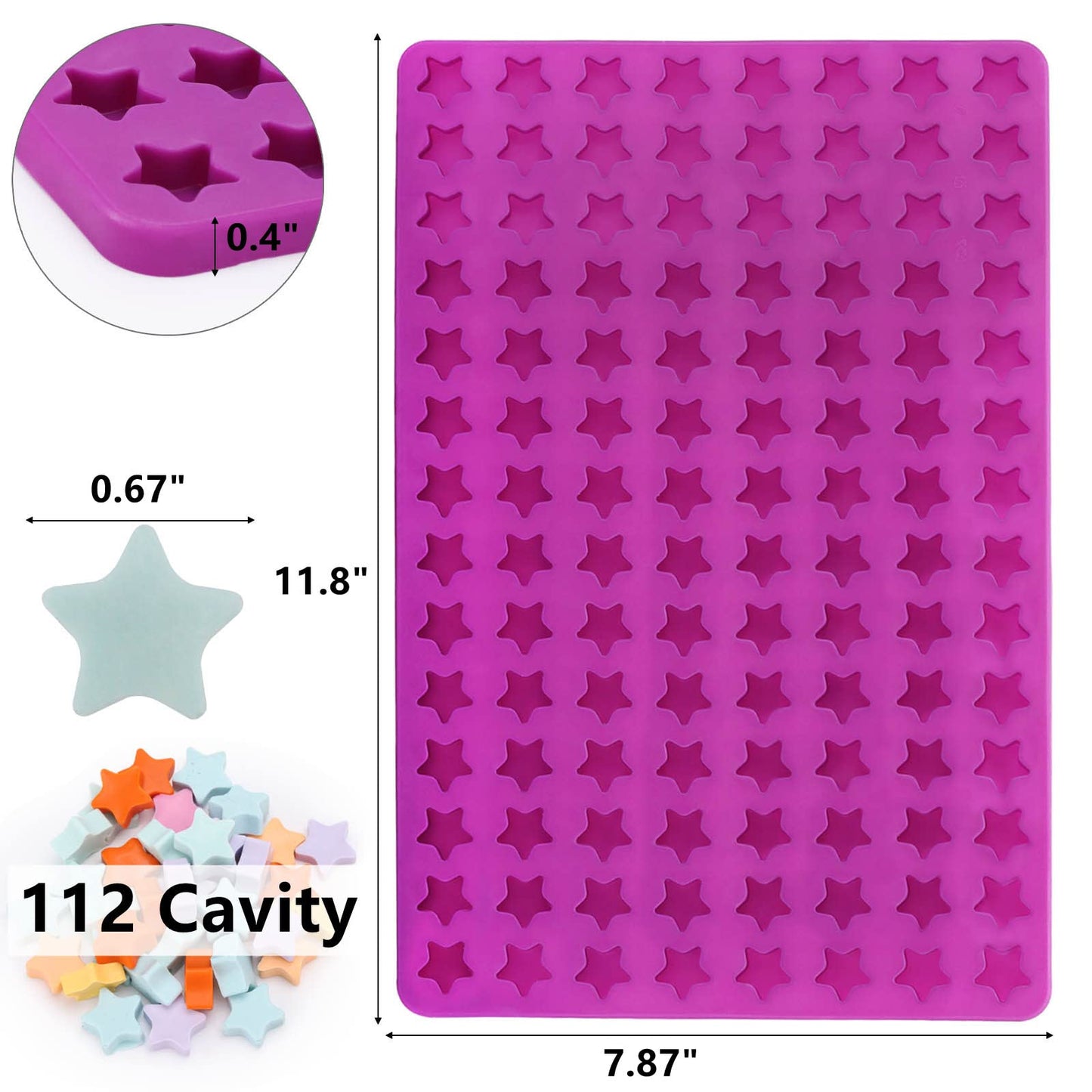 112 Cavity Mini Star Silicone Molds Fun Shaped Chocolate Molds for Homemade Dog Training Treats, Gummies, Candy, Chocolate Chips,Biscuits