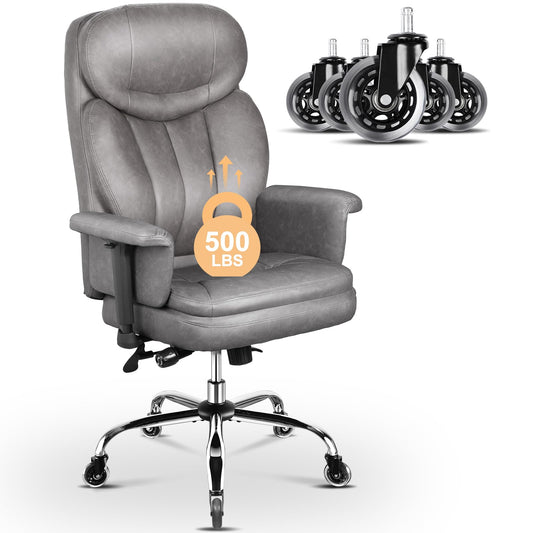 500 lbs Big and Tall Office Chair for Heavy People, Heavy Duty Ergonomic Executive Chair with Adjustable Lumbar Support and Wide Seat