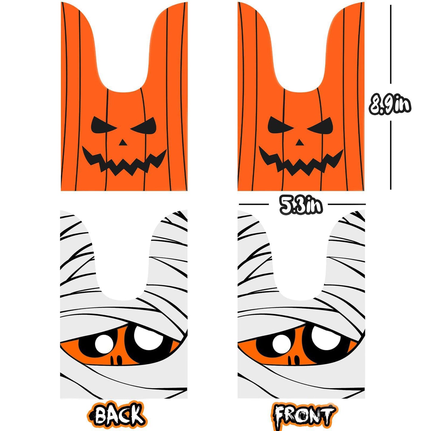 100PCS Halloween Treat Bags: Cute Rabbit Ear Small Halloween Cookies Plastic Gift Bags for Party Decoration Supplies