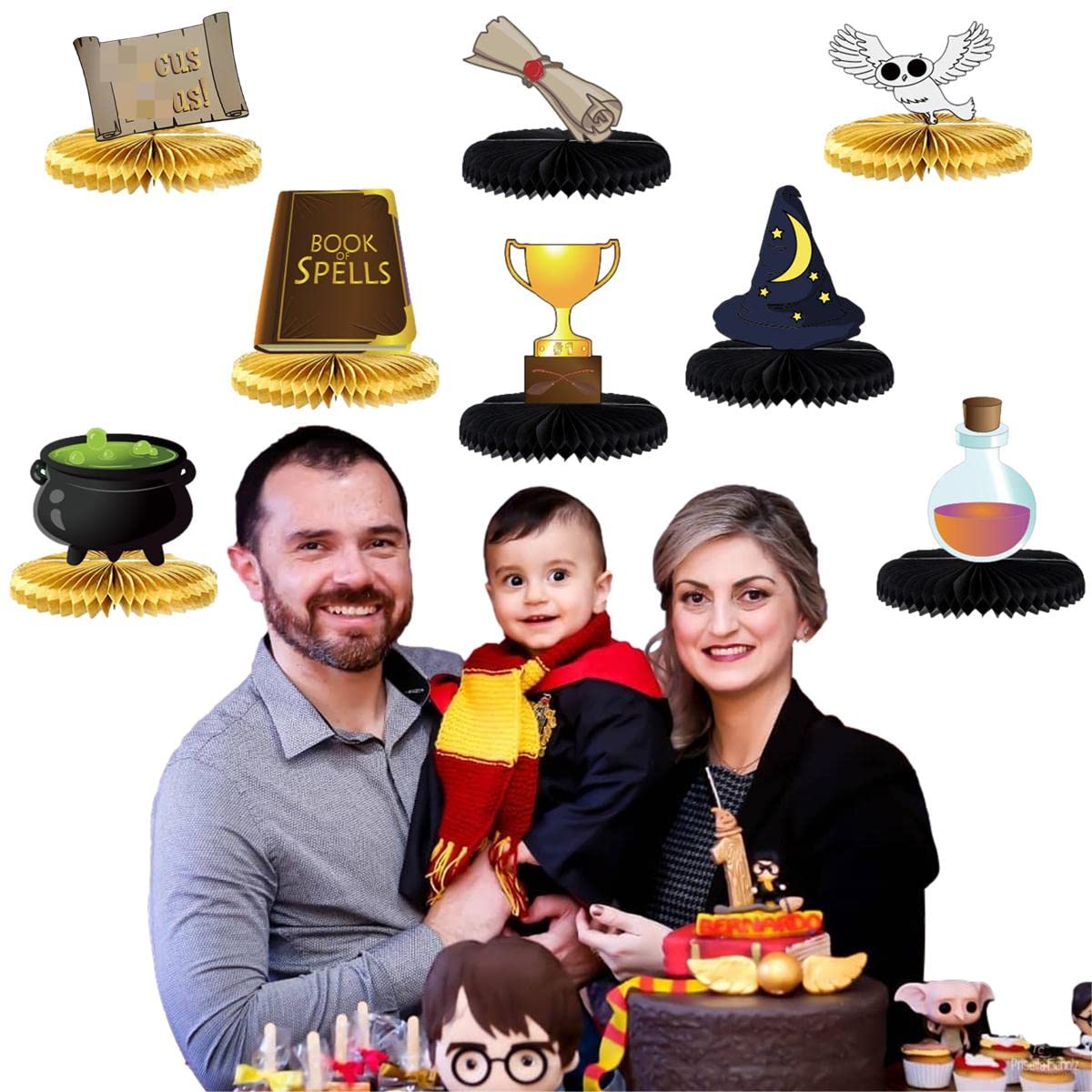 8Pcs Magical Wizard Honeycomb Centerpiece Table Decorations Magical Wizard Theme Party Decorate