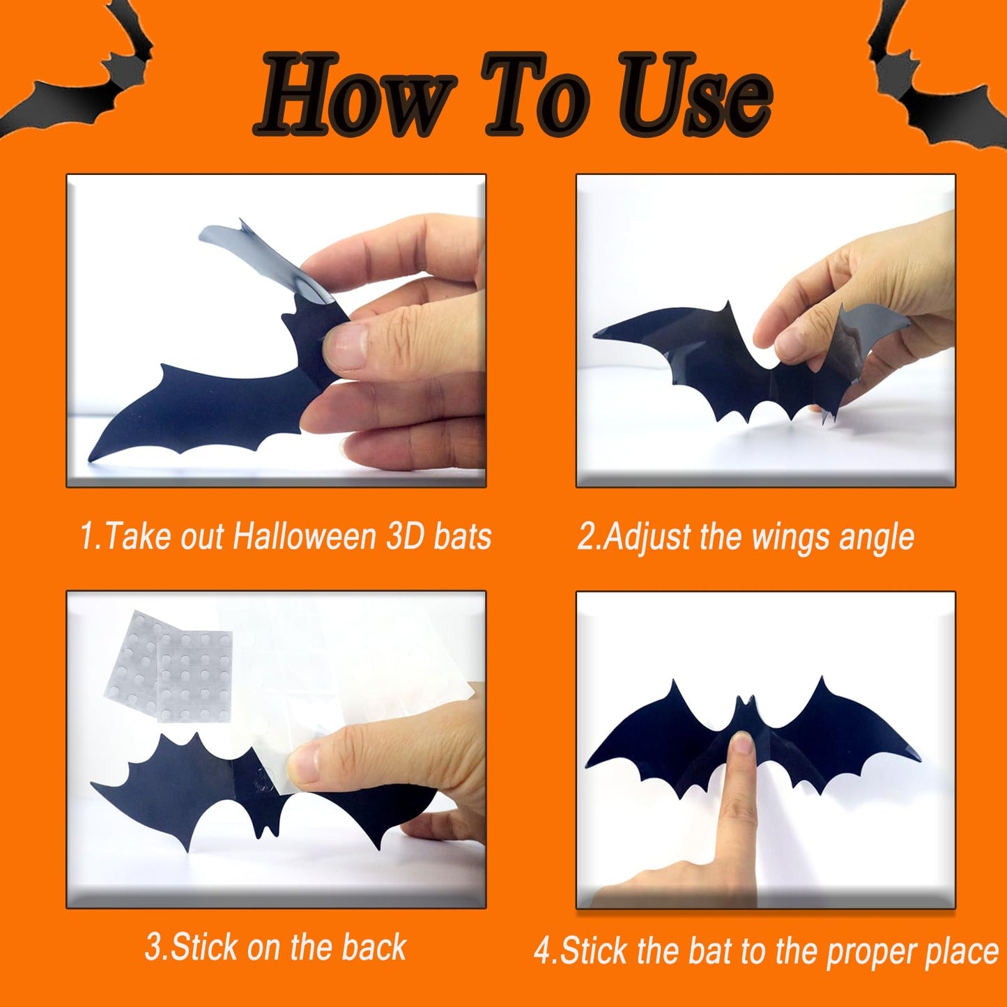 70Pcs Halloween Bats Decoration 3D Bats for Halloween Wall Decoration Indoor Window Decal Halloweens Home Party Decoration Supplies
