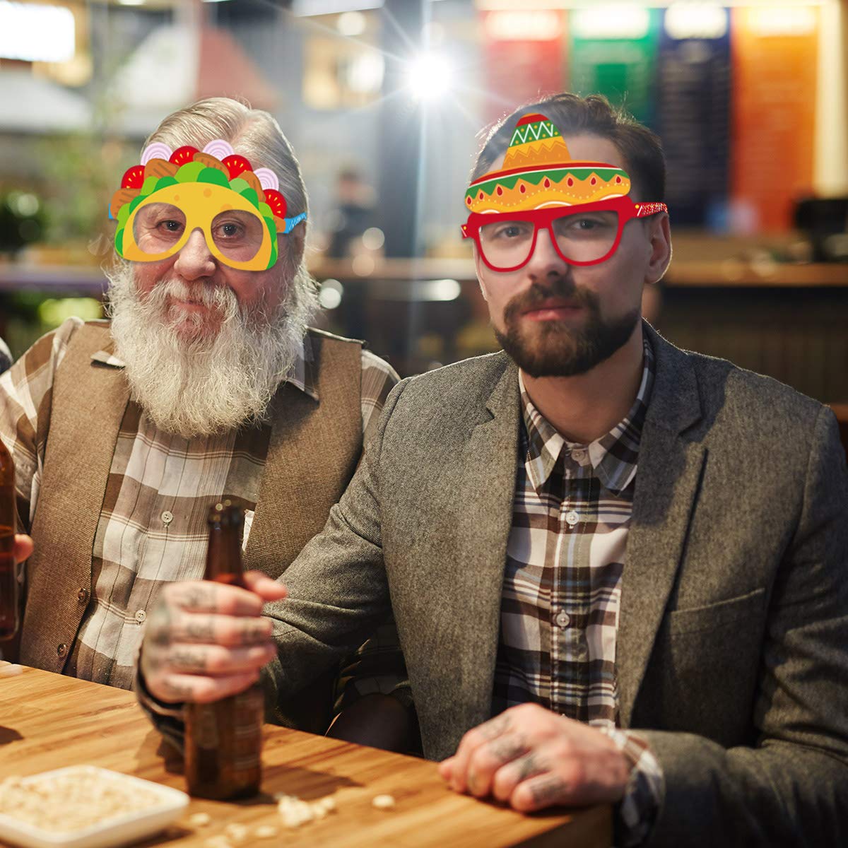 15PCS Mexican Fiesta Party Decorations Paper Eyeglasses Cinco De Mayo Paper Glasses Photo Booth Props for Taco Cactus Party Let's Fiesta BirthdayParty Favors