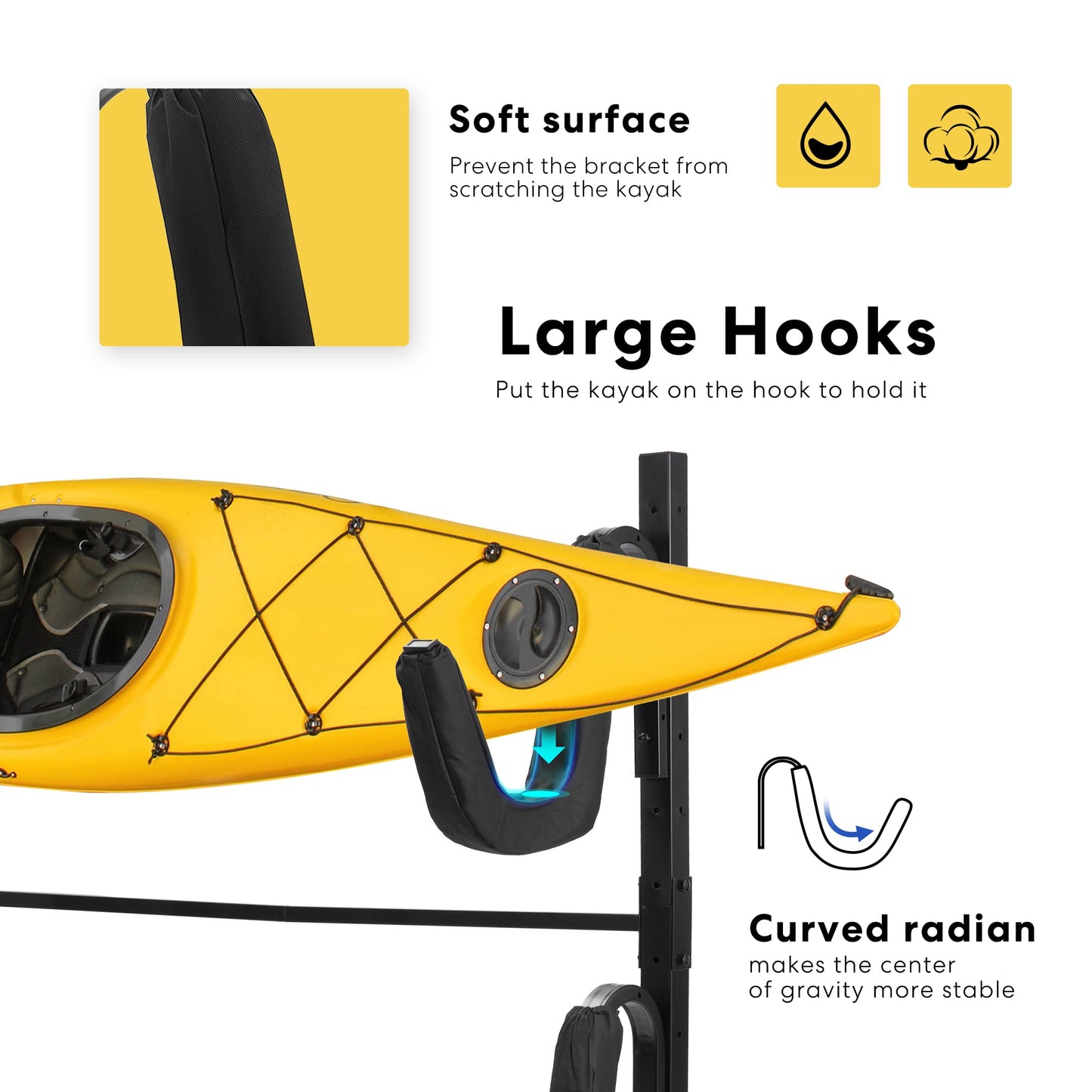 VIVOHOME Kayak Storage Rack, Adjustable Freestanding Dual Stand for Kayaks, SUP Boards, Canoes & Paddle Boards, Heavy Duty, Supports up to 175 lbs