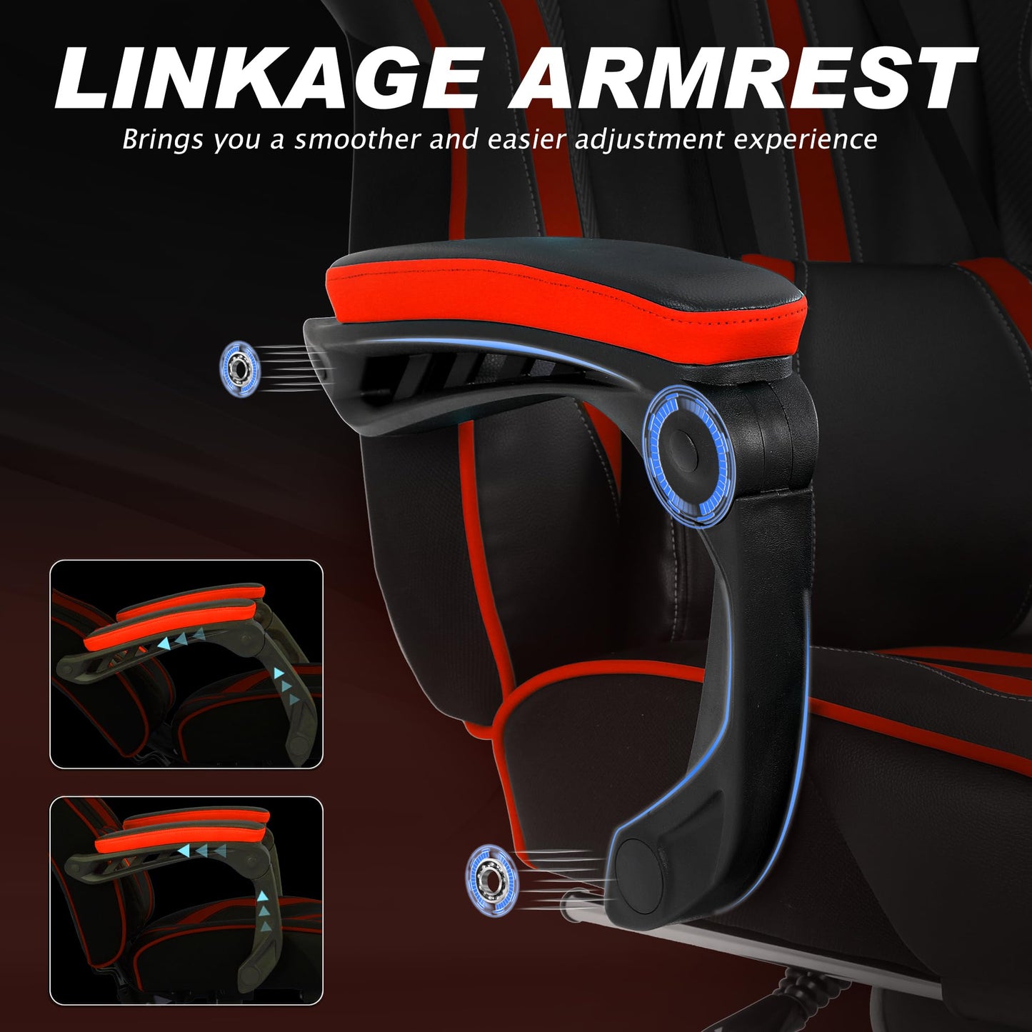 Vonesse Reclining Gaming Chair with Footrest Gaming Computer Chair with Massage Recliner Computer Chair Big and Tall Gaming Chairs for Adults(Red/Black)