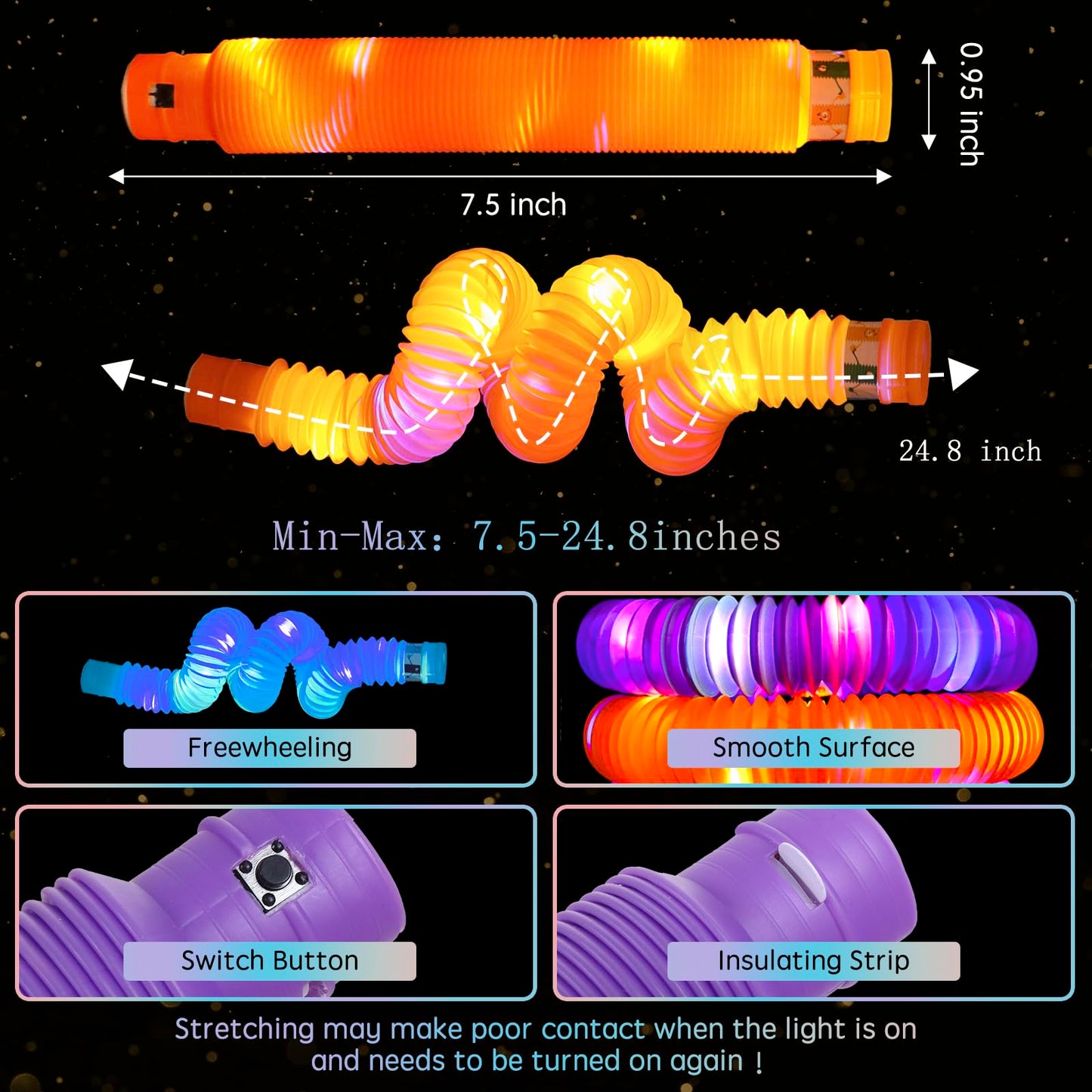 36 Pack Glow Sticks Party Favors Light Up Pop Tubes Sensory Toys LED Glow Sticks Camping Necklaces Bracelets Birthday Goodie Bag Stuffers Classroom Prizes Gifts Halloween Easter