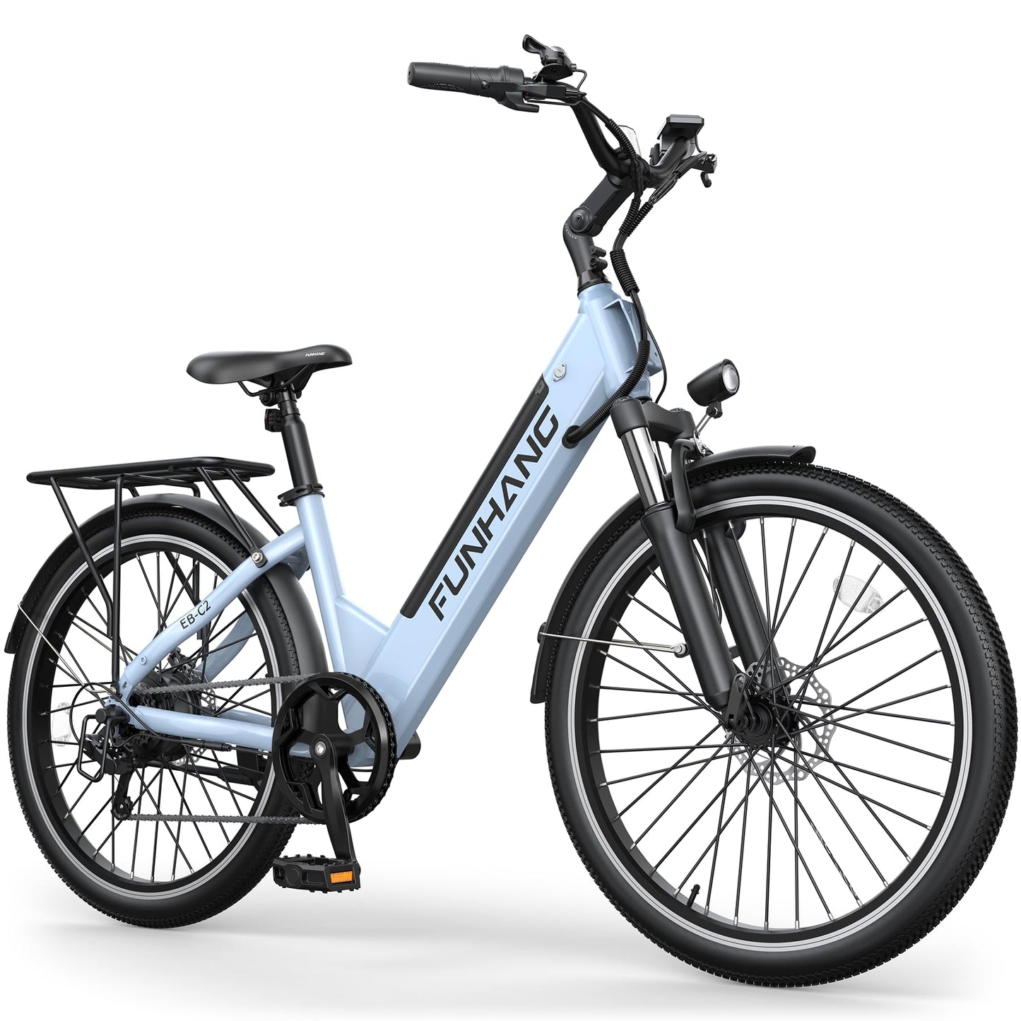 Funhang Electric Bike for Adults, 1000W Peak Ebike, 50Miles 21.7MPH Step Thru Electric Bicycle, 26" Commuter E Bikes with 48V Built-in Removable Battery, Adjustable Stem, 7-Speed, Front Suspension