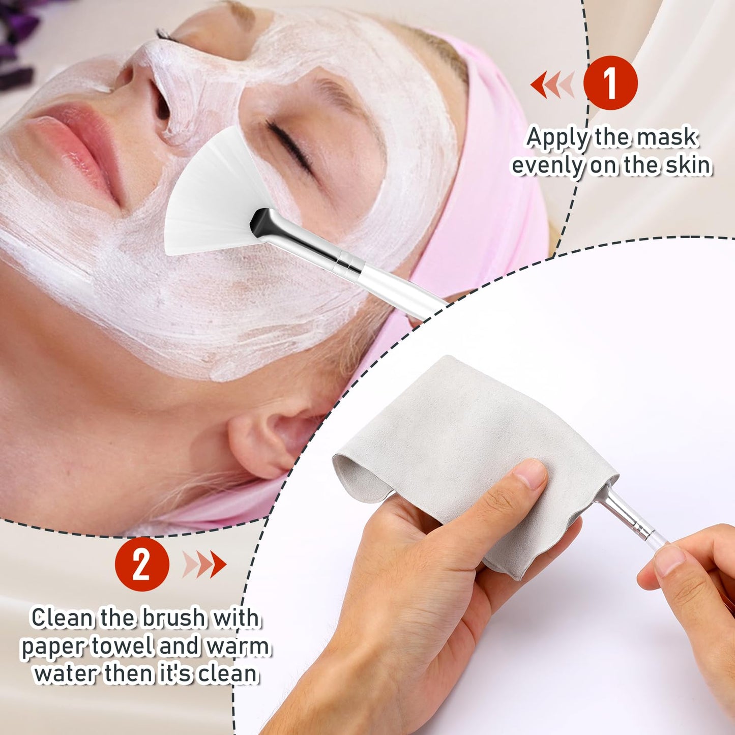 4PCS Fan Mask Brushes Masks Applicator Tool Soft Makeup Acid Masks Applicator Brush Esthetician Cosmetic Brush Fan Brush for Esthetician, Face Brushes for Mask