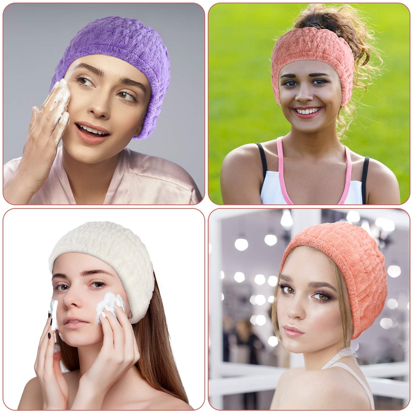 WILLBOND 6 Pieces Extra Wide Band 5 Inch Spa Facial Microfiber Headband Elastic Makeup Headbands Hair Accessories for Thick and Curly Hair, 6 Colors