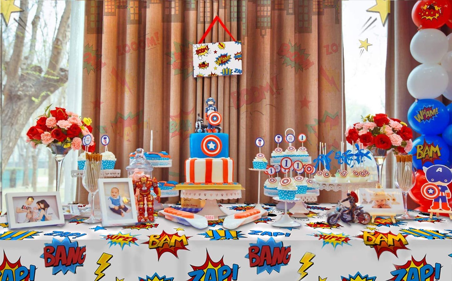 5 Pack Superhero Plastic Table cover,43" x 71" Superhero Tablecloths Party Supplies Decorations